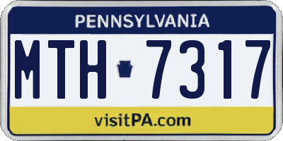 PA license plate MTH7317