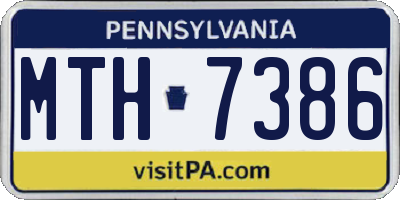 PA license plate MTH7386