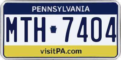 PA license plate MTH7404