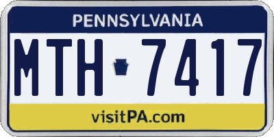 PA license plate MTH7417