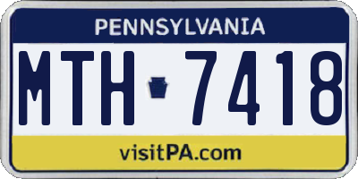 PA license plate MTH7418