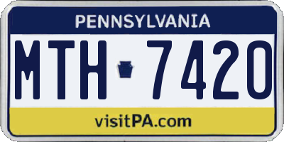 PA license plate MTH7420