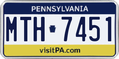 PA license plate MTH7451