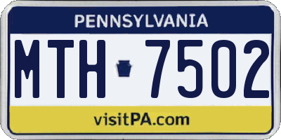 PA license plate MTH7502
