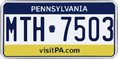 PA license plate MTH7503
