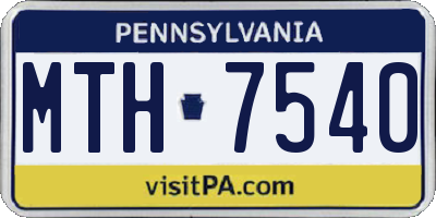 PA license plate MTH7540