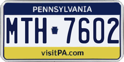 PA license plate MTH7602