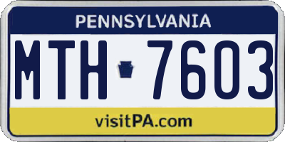 PA license plate MTH7603