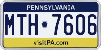 PA license plate MTH7606