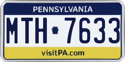 PA license plate MTH7633