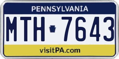 PA license plate MTH7643