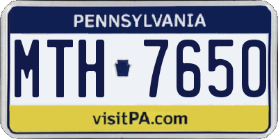 PA license plate MTH7650