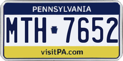PA license plate MTH7652