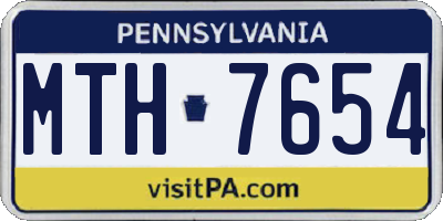PA license plate MTH7654
