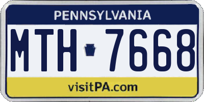 PA license plate MTH7668