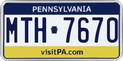 PA license plate MTH7670