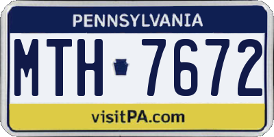 PA license plate MTH7672