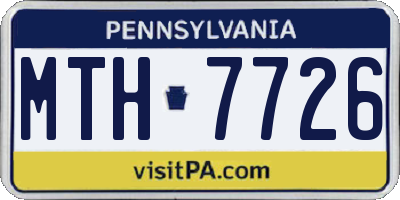 PA license plate MTH7726