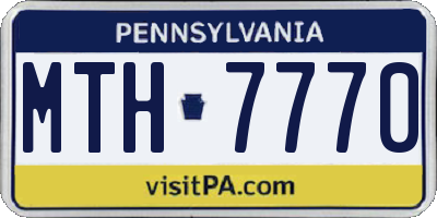 PA license plate MTH7770