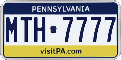 PA license plate MTH7777