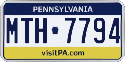 PA license plate MTH7794