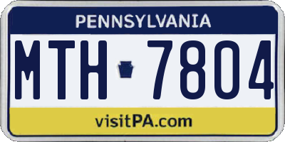 PA license plate MTH7804