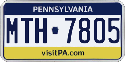 PA license plate MTH7805