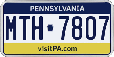 PA license plate MTH7807