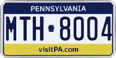 PA license plate MTH8004