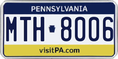 PA license plate MTH8006