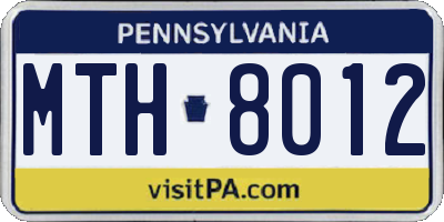 PA license plate MTH8012