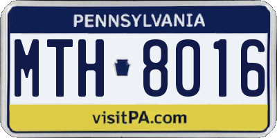 PA license plate MTH8016