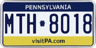 PA license plate MTH8018