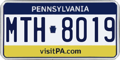 PA license plate MTH8019