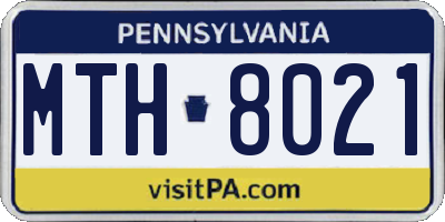 PA license plate MTH8021