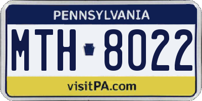 PA license plate MTH8022