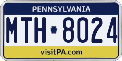 PA license plate MTH8024