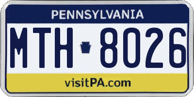 PA license plate MTH8026