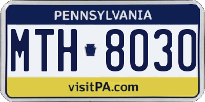 PA license plate MTH8030