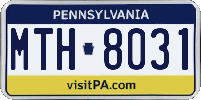 PA license plate MTH8031