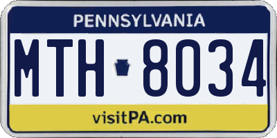 PA license plate MTH8034