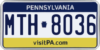 PA license plate MTH8036