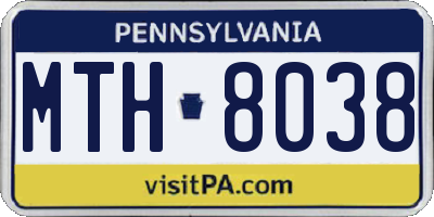 PA license plate MTH8038