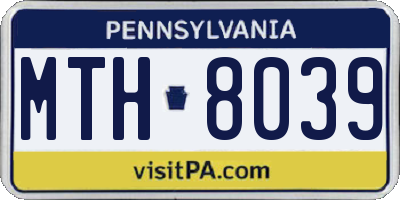 PA license plate MTH8039