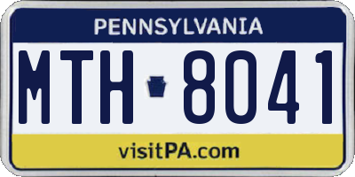 PA license plate MTH8041