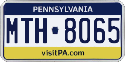 PA license plate MTH8065