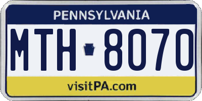 PA license plate MTH8070