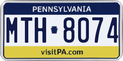 PA license plate MTH8074