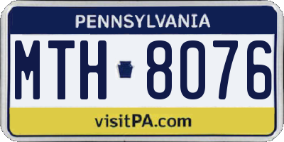 PA license plate MTH8076