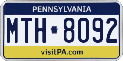 PA license plate MTH8092